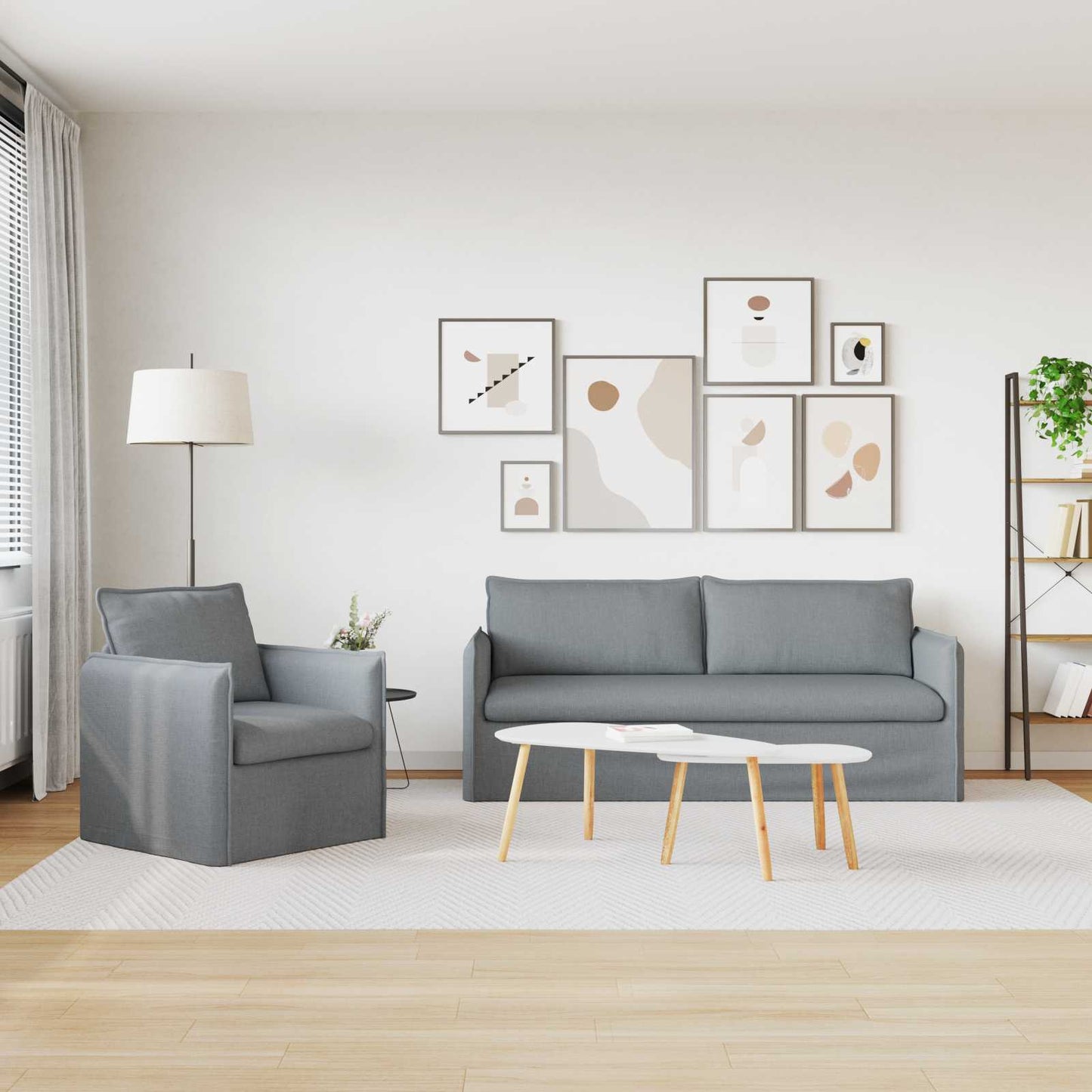Set di divani 2 pcs Grigio chiaro 196 x 82 x 85 cm Tessuto