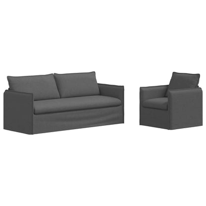Set di divani 2 pcs Grigio scuro 196 x 82 x 85 cm Tessuto
