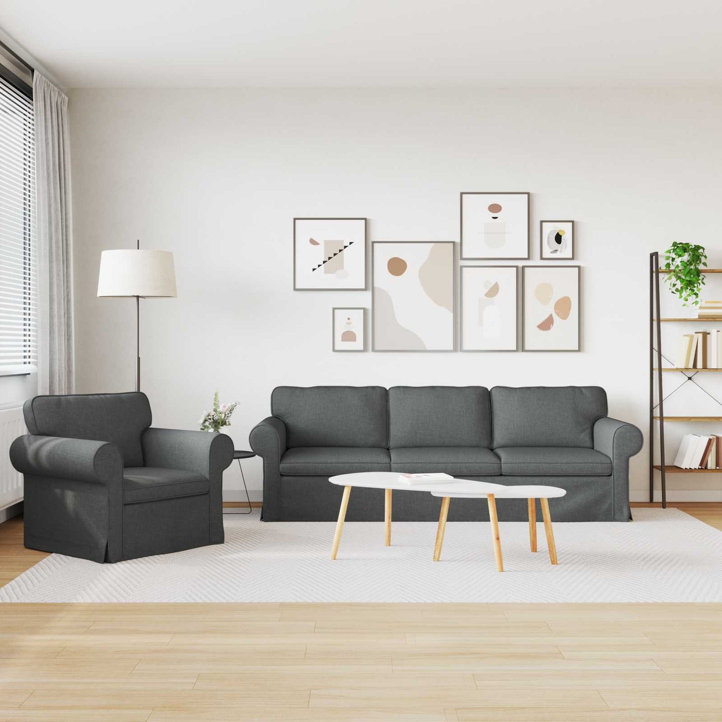 Set di divani 2 pcs Grigio scuro 245 x 82 x 80 cm Tessuto