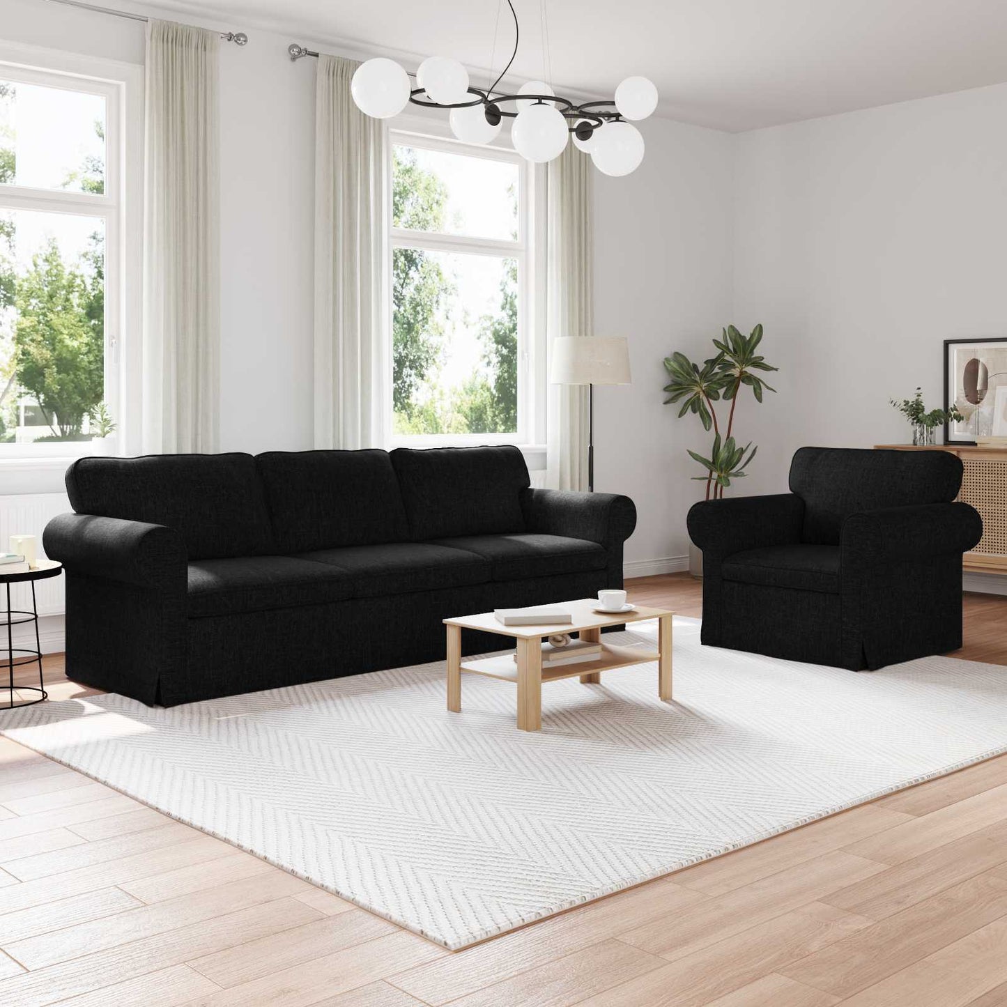 Set di divani 2 pcs Nero 245 x 82 x 80 cm Tessuto