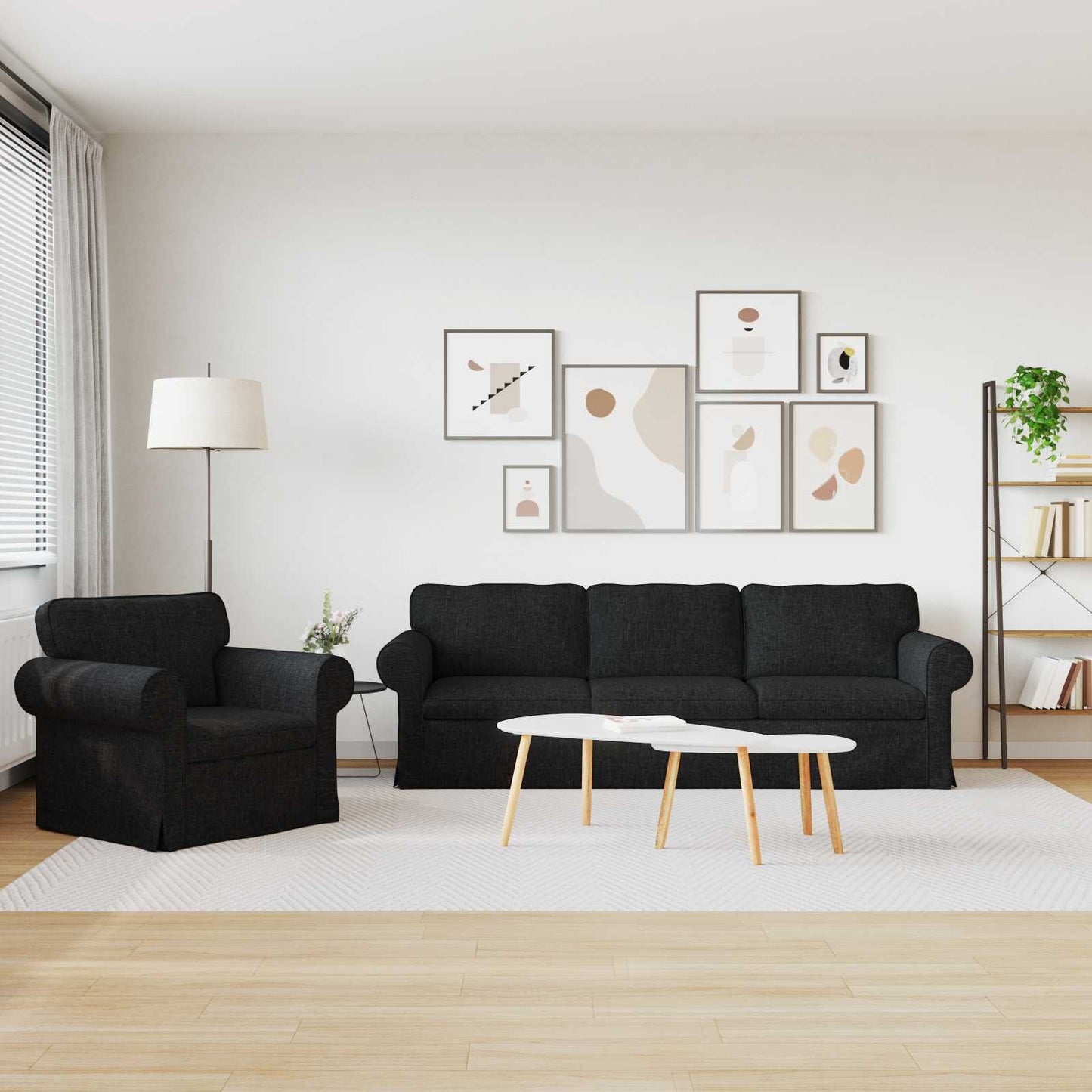 Set di divani 2 pcs Nero 245 x 82 x 80 cm Tessuto