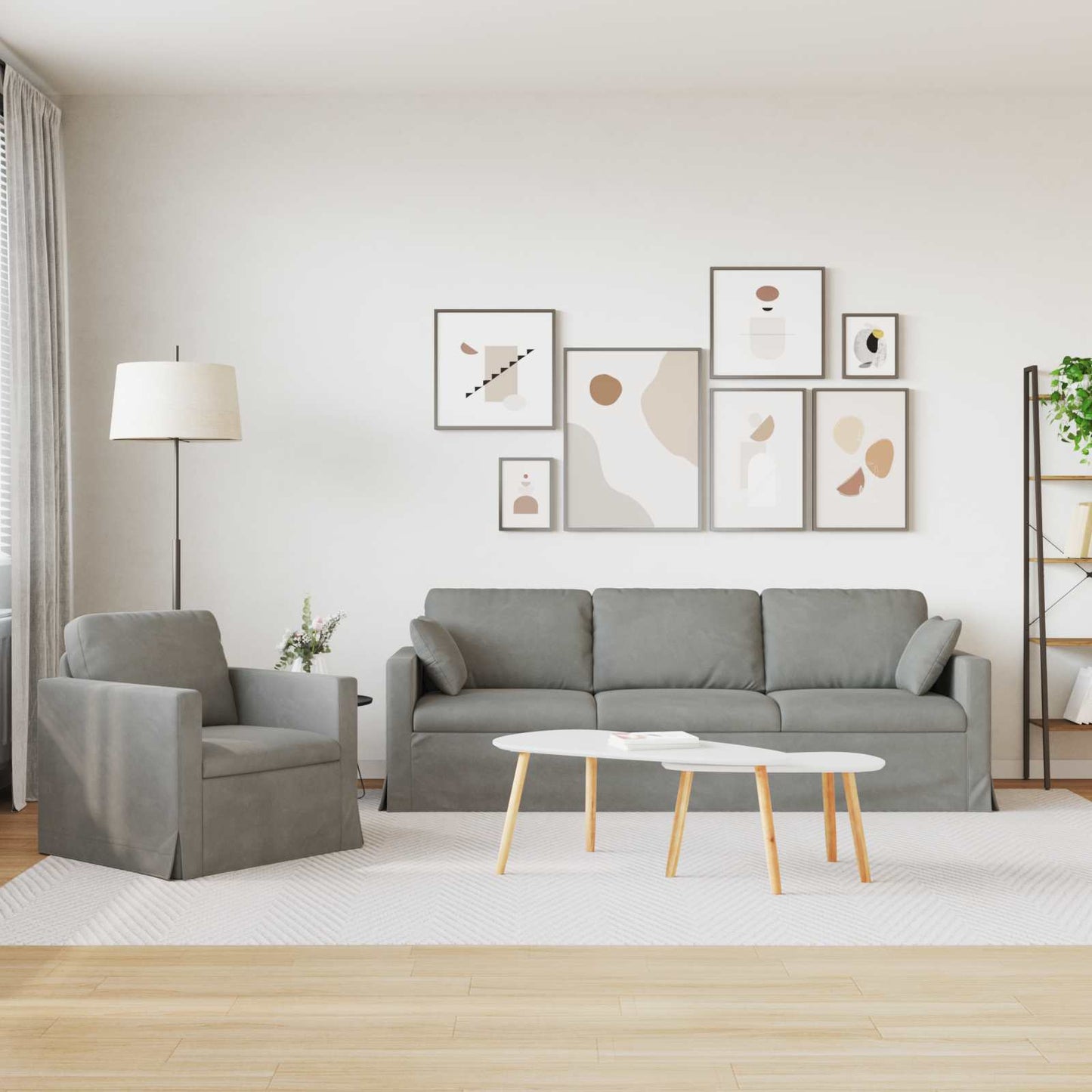 Set di divani 2 pcs Grigio chiaro 228 x 78 x 80 cm Velluto