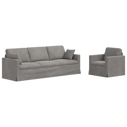 Set di divani 2 pcs Grigio chiaro 228 x 78 x 80 cm Velluto