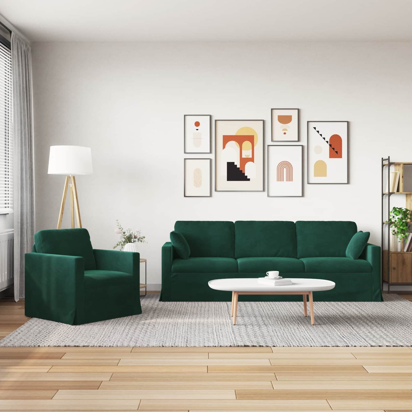 Set di divani 2 pcs Verde Scuro 228 x 78 x 80 cm Velluto