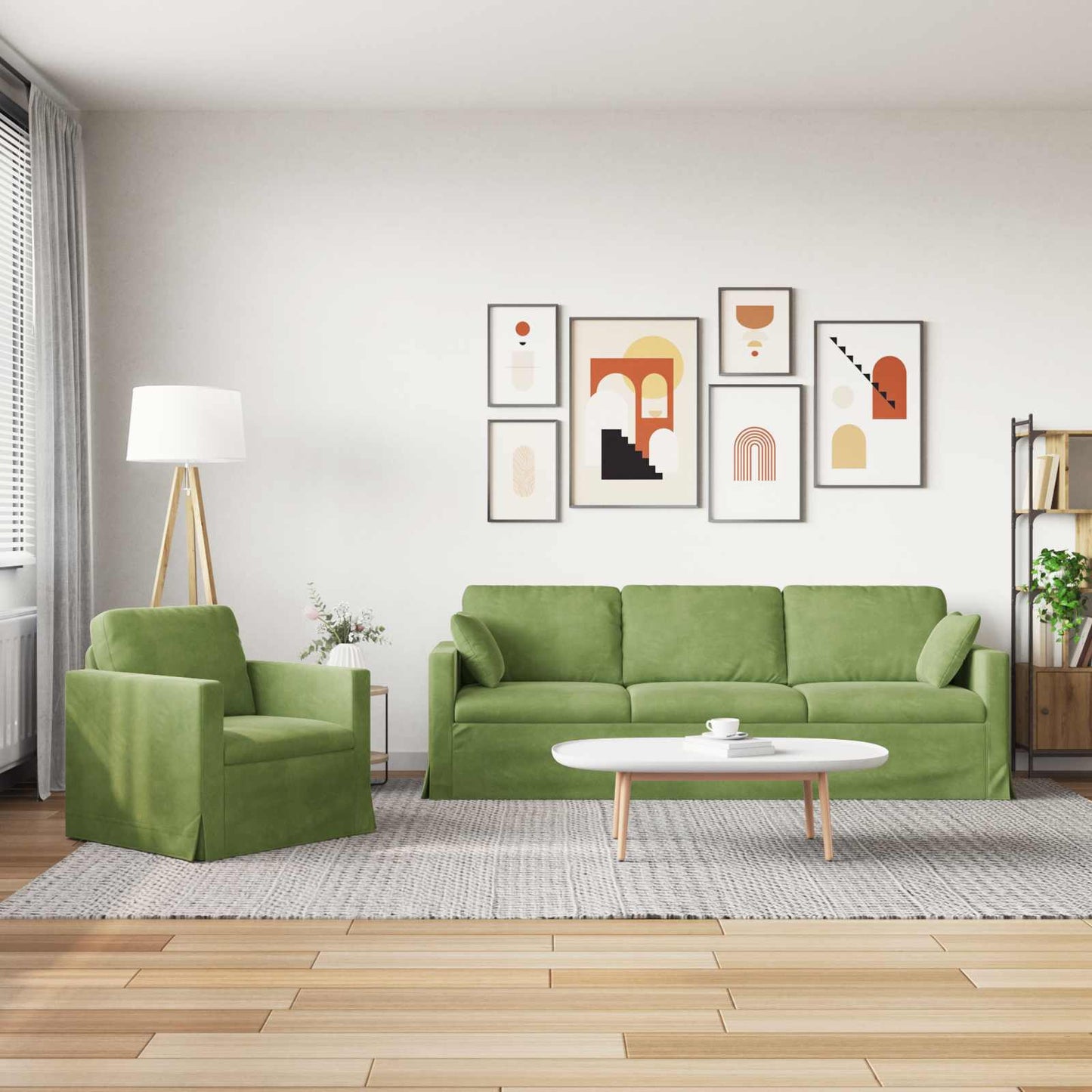 Set di divani 2 pcs Verde chiaro 228 x 78 x 80 cm Velluto