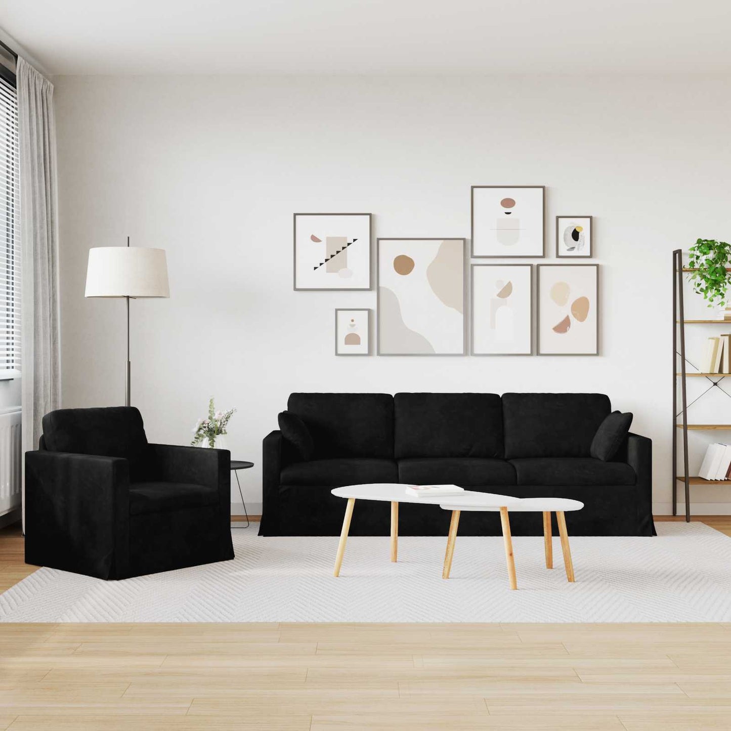 Set di divani 2 pcs Nero 228 x 78 x 80 cm Velluto