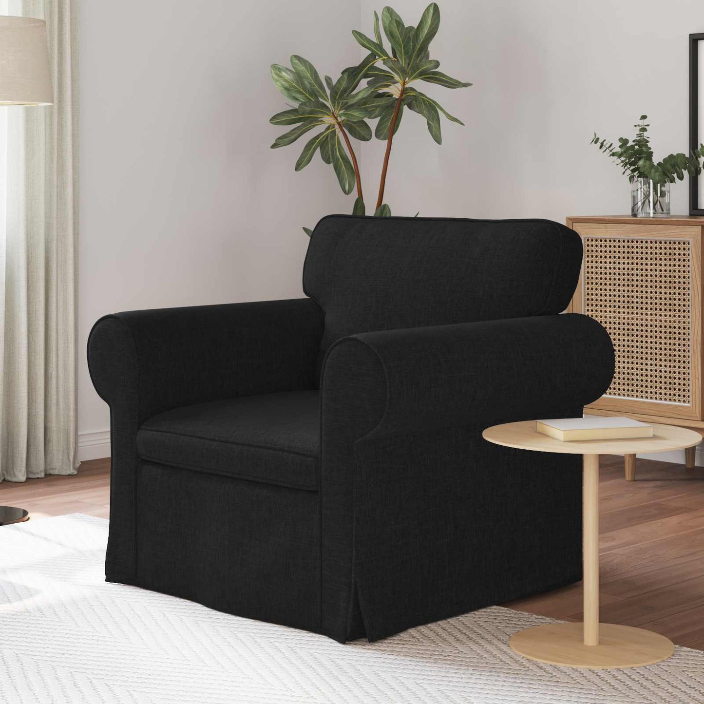 Divano Nero 215 x 82 x 80 cm Tessuto