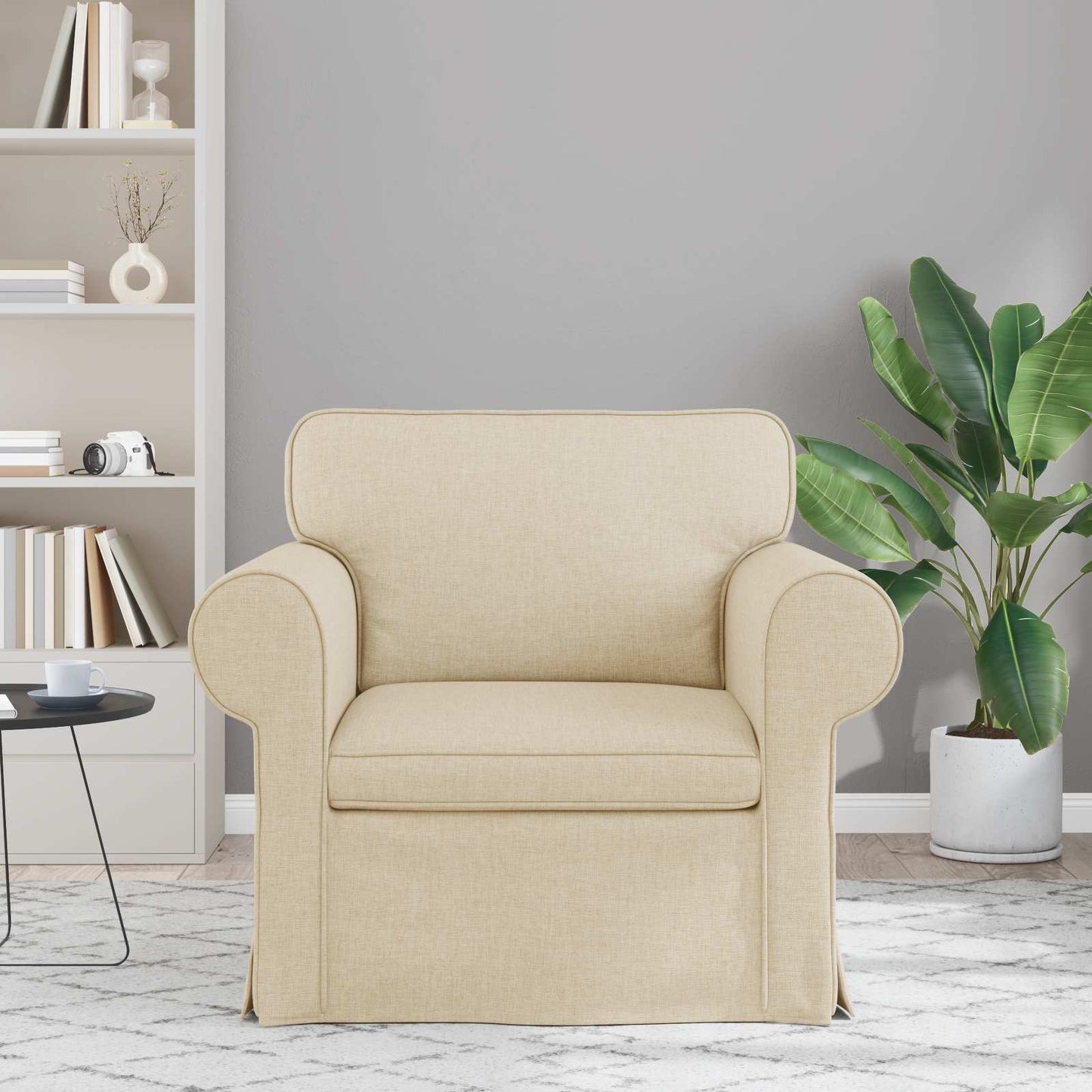 Divano Crema 215 x 82 x 80 cm Tessuto