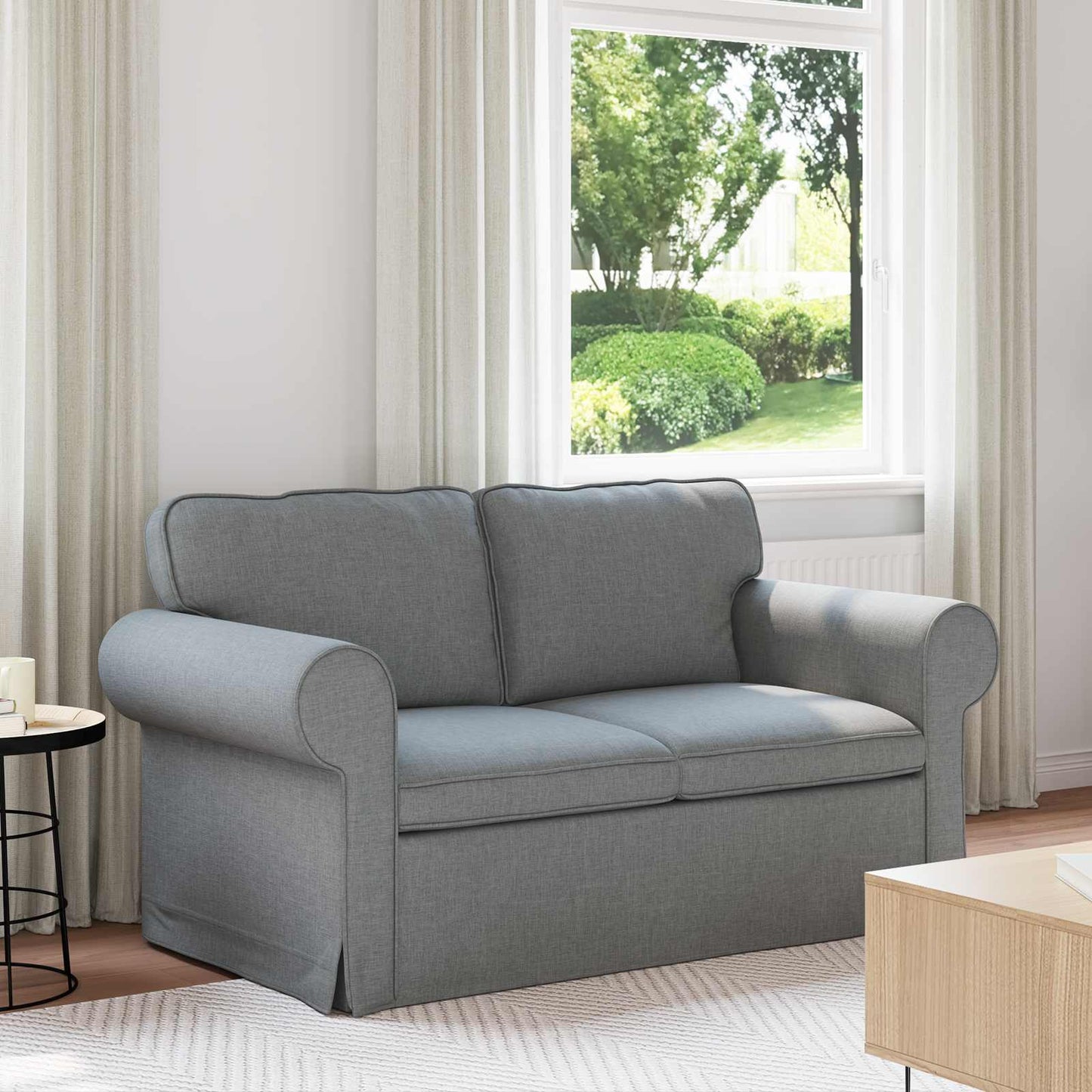 Divano Grigio chiaro 215 x 82 x 80 cm Tessuto