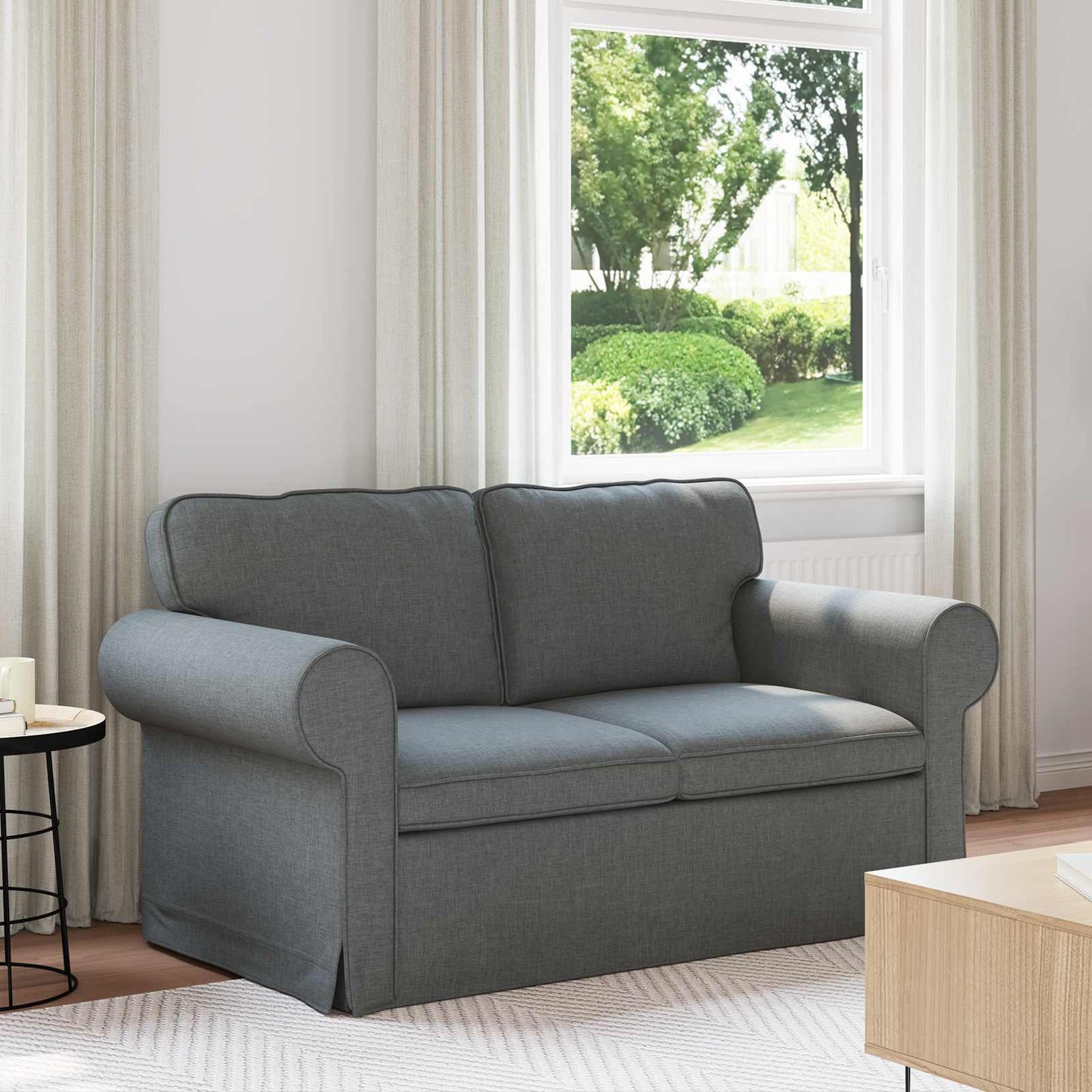Divano Grigio scuro 215 x 82 x 80 cm Tessuto