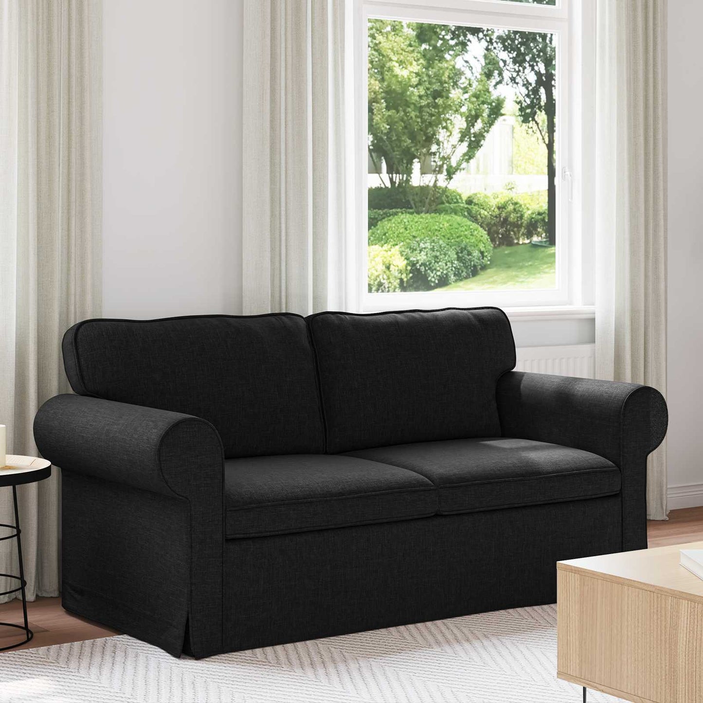 Divano Nero 215 x 82 x 80 cm Tessuto