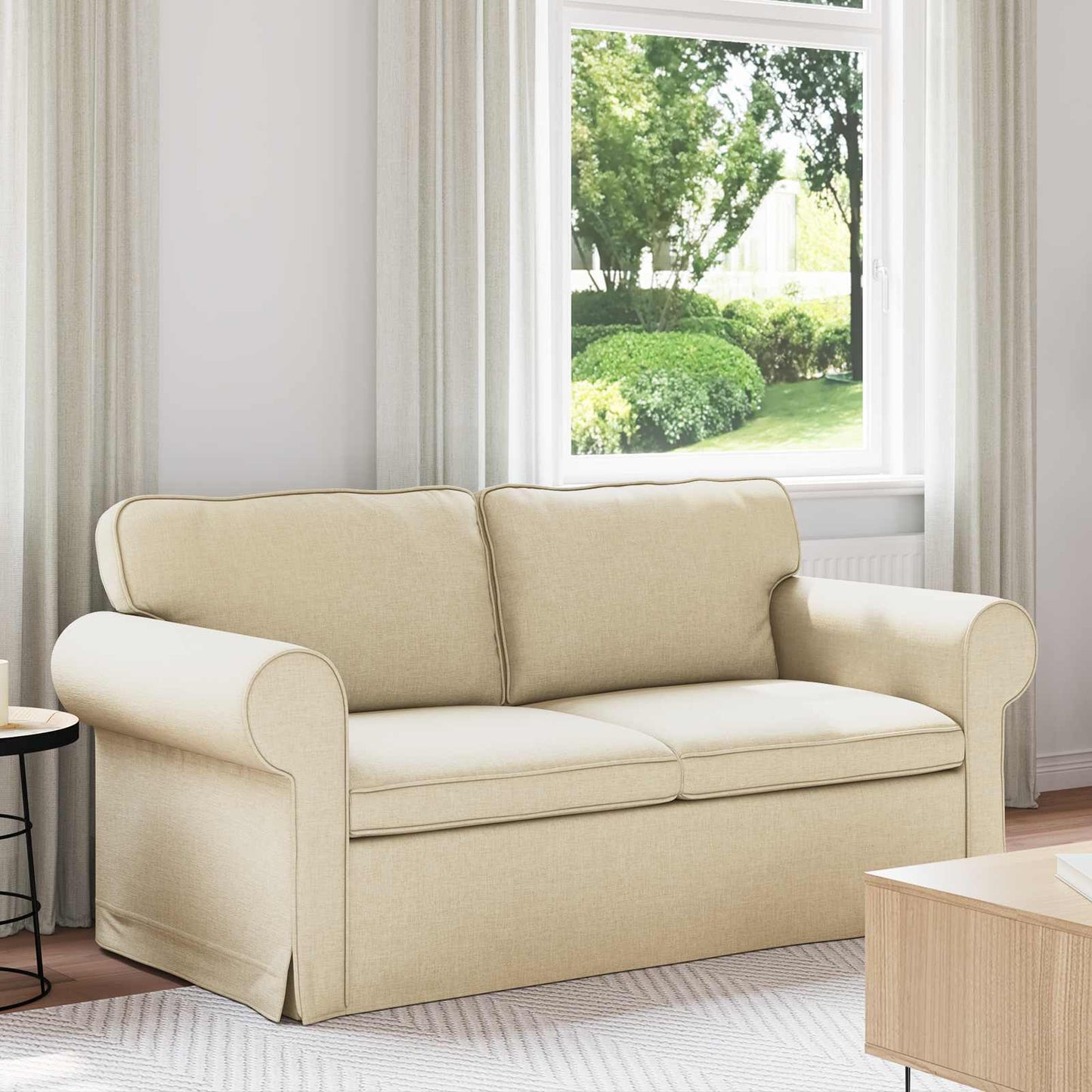 Divano Crema 215 x 82 x 80 cm Tessuto