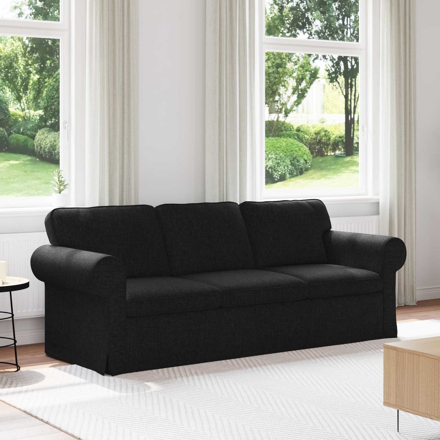 Divano Nero 215 x 82 x 80 cm Tessuto