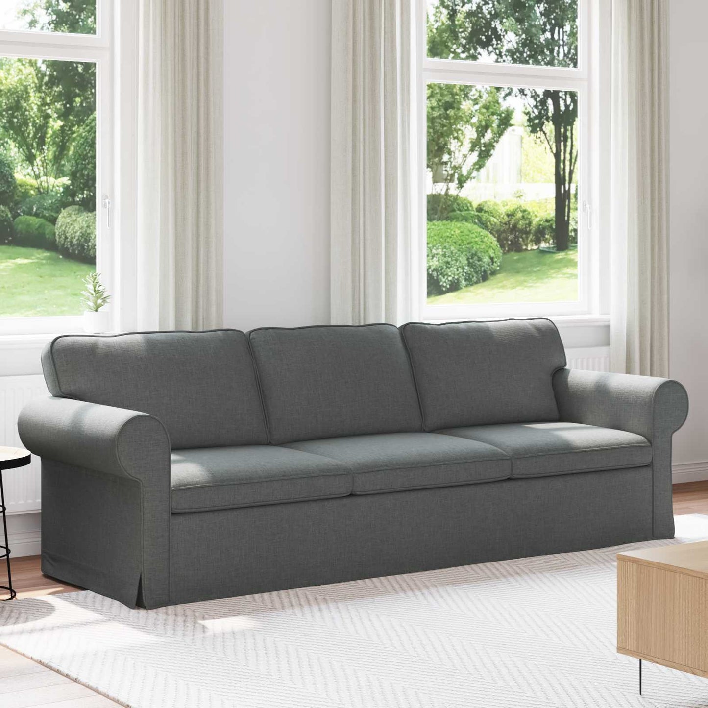 Divano Grigio scuro 245 x 82 x 80 cm Tessuto