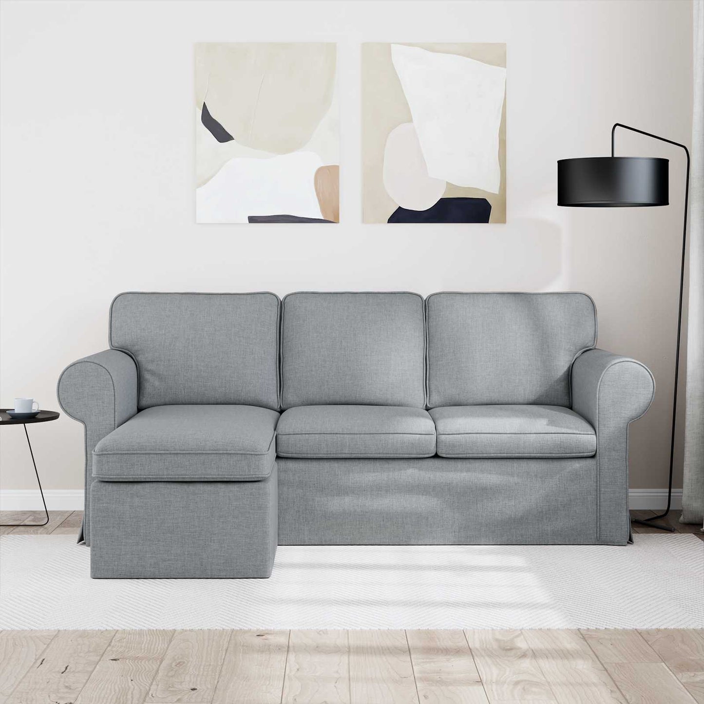Divano Grigio chiaro 215 x 138 x 80 cm Tessuto