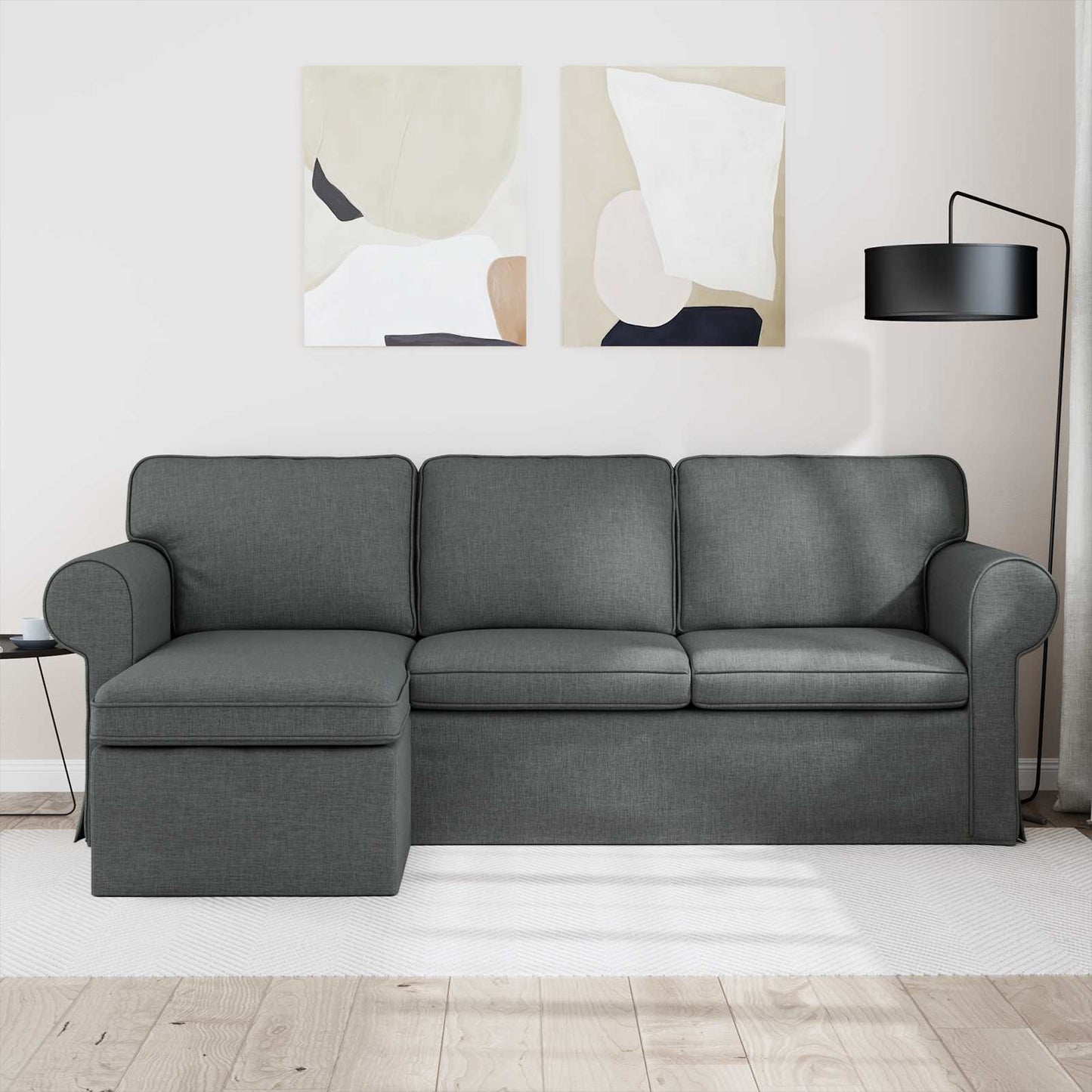 Divano Grigio scuro 215 x 138 x 80 cm Tessuto