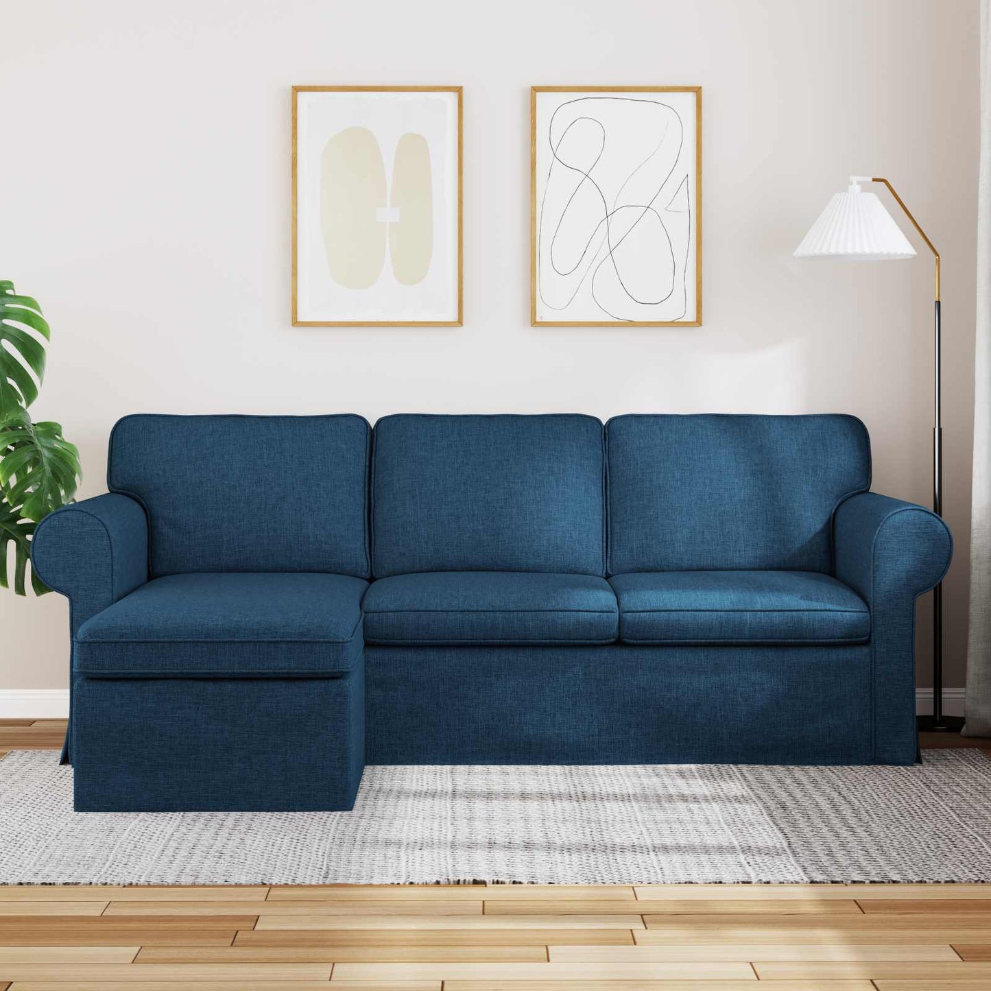 Divano Blu 215 x 138 x 80 cm Tessuto