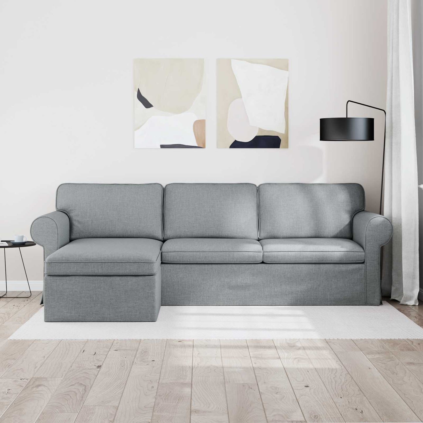 Divano Grigio chiaro 215 x 138 x 80 cm Tessuto
