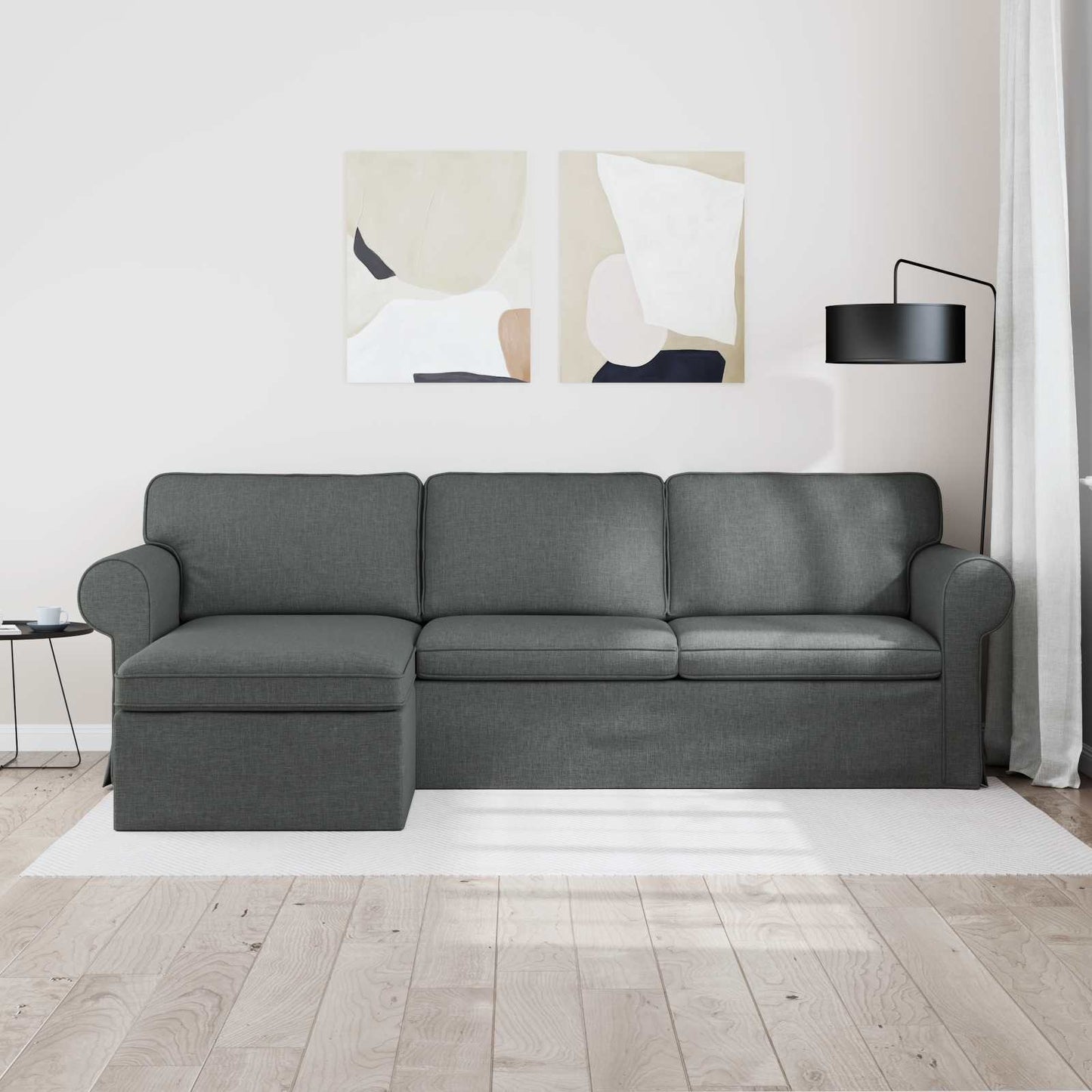 Divano Grigio scuro 215 x 138 x 80 cm Tessuto
