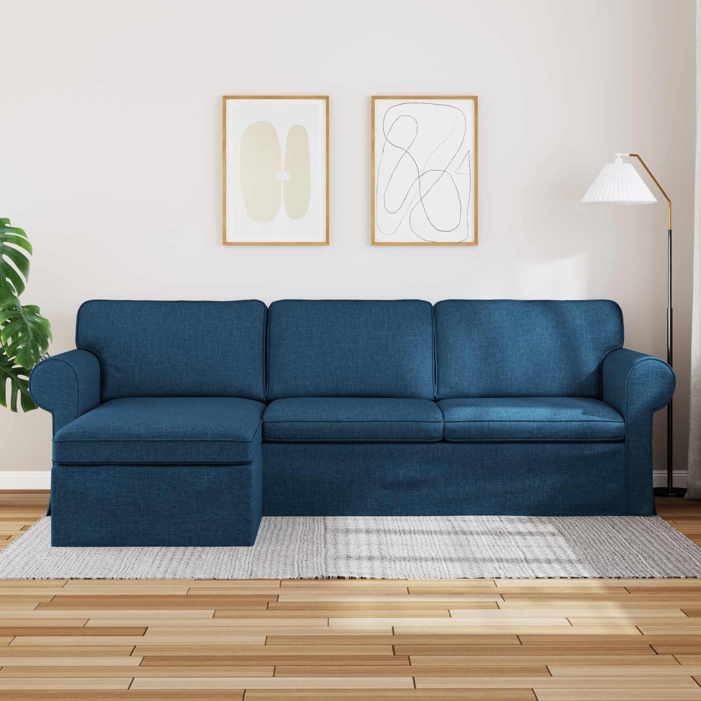 Divano Blu 215 x 138 x 80 cm Tessuto