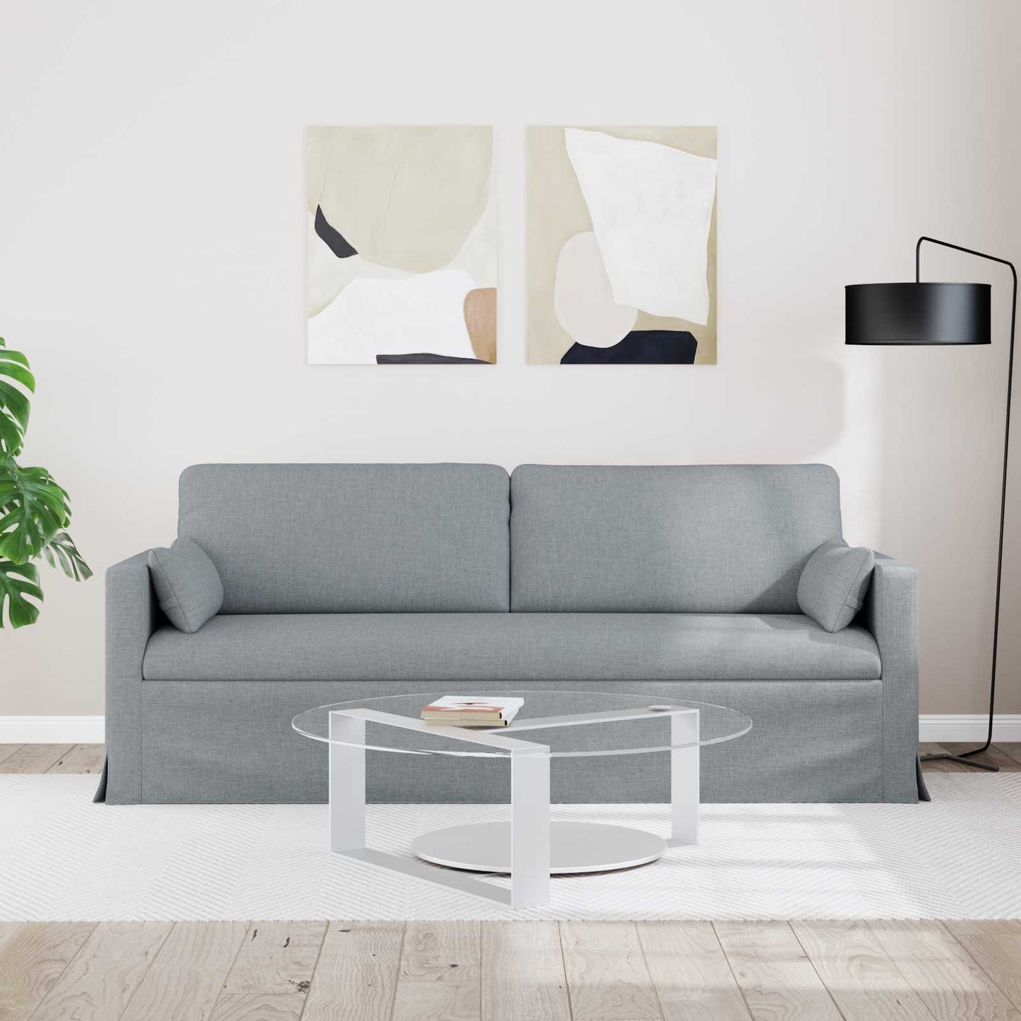 Divano Grigio chiaro 198 x 78 x 80 cm Tessuto