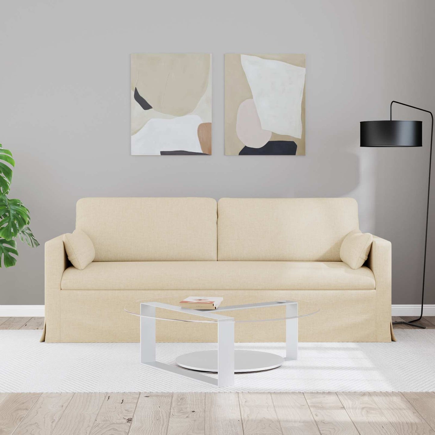 Divano Crema 198 x 78 x 80 cm Tessuto