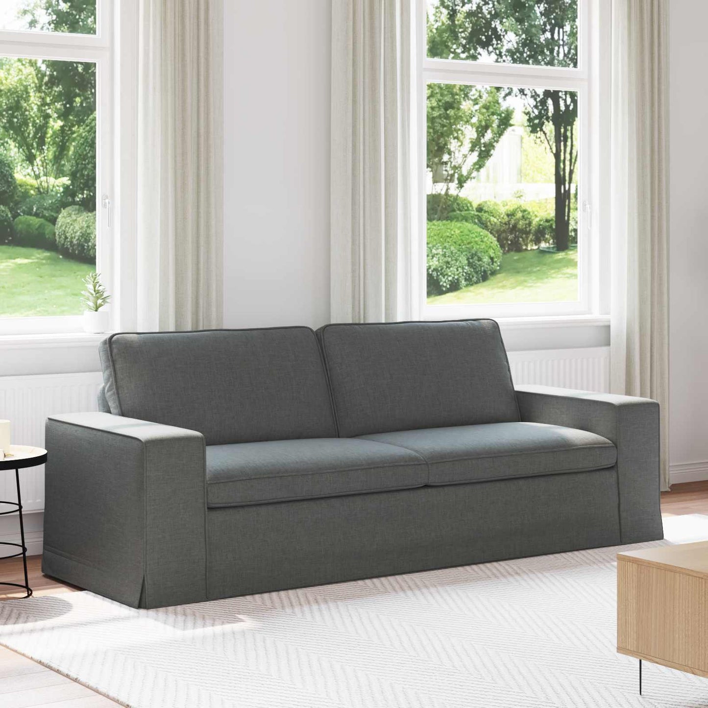 Divano Grigio scuro 222 x 80 x 82 cm Tessuto