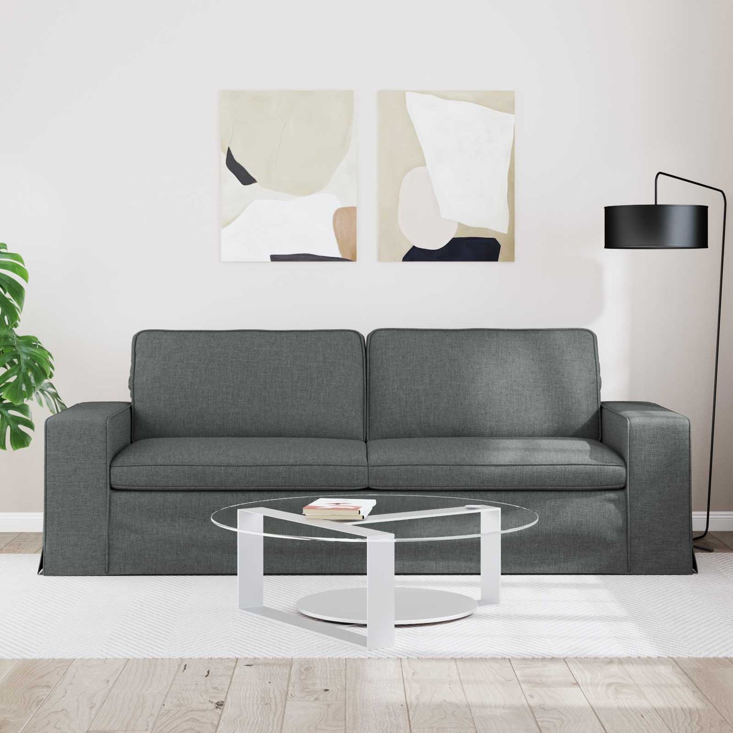Divano Grigio scuro 222 x 80 x 82 cm Tessuto