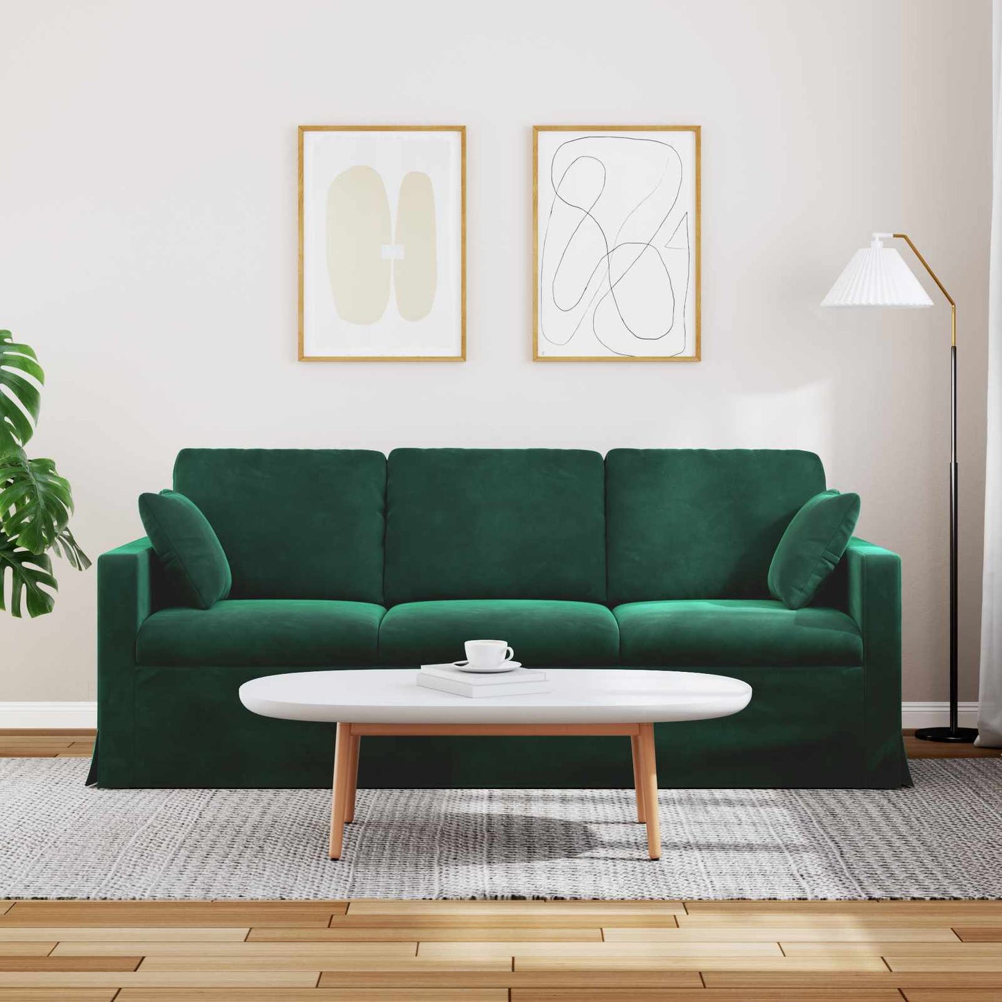 Divano Verde Scuro 198 x 78 x 80 cm Velluto