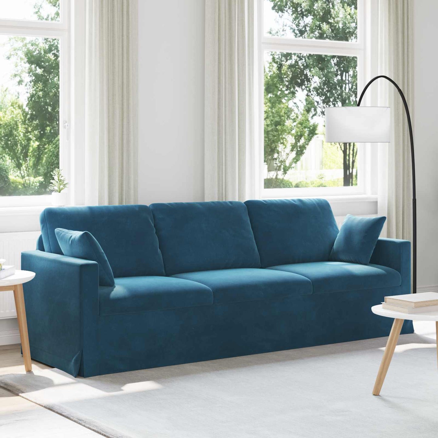 Divano Blu 228 x 78 x 80 cm Velluto