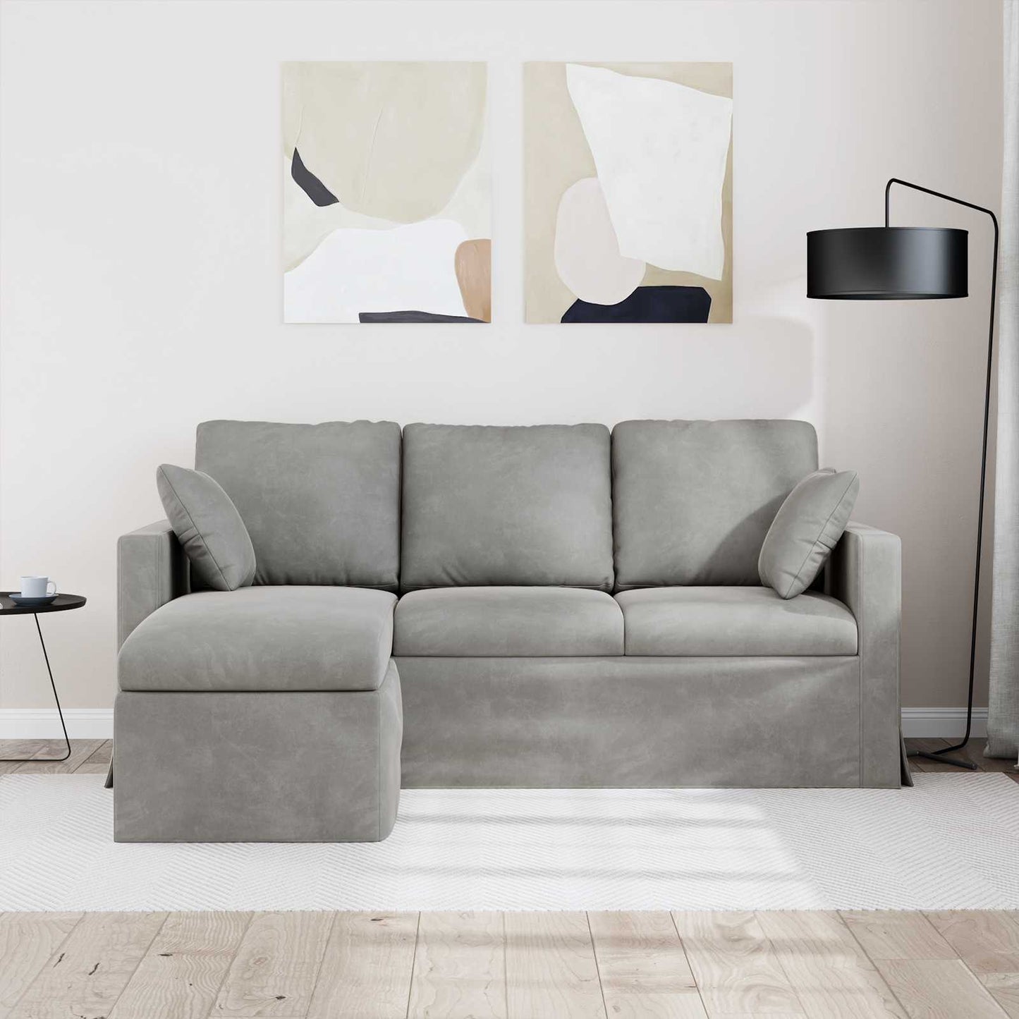 Divano Grigio chiaro 198 x 134 x 80 cm Velluto