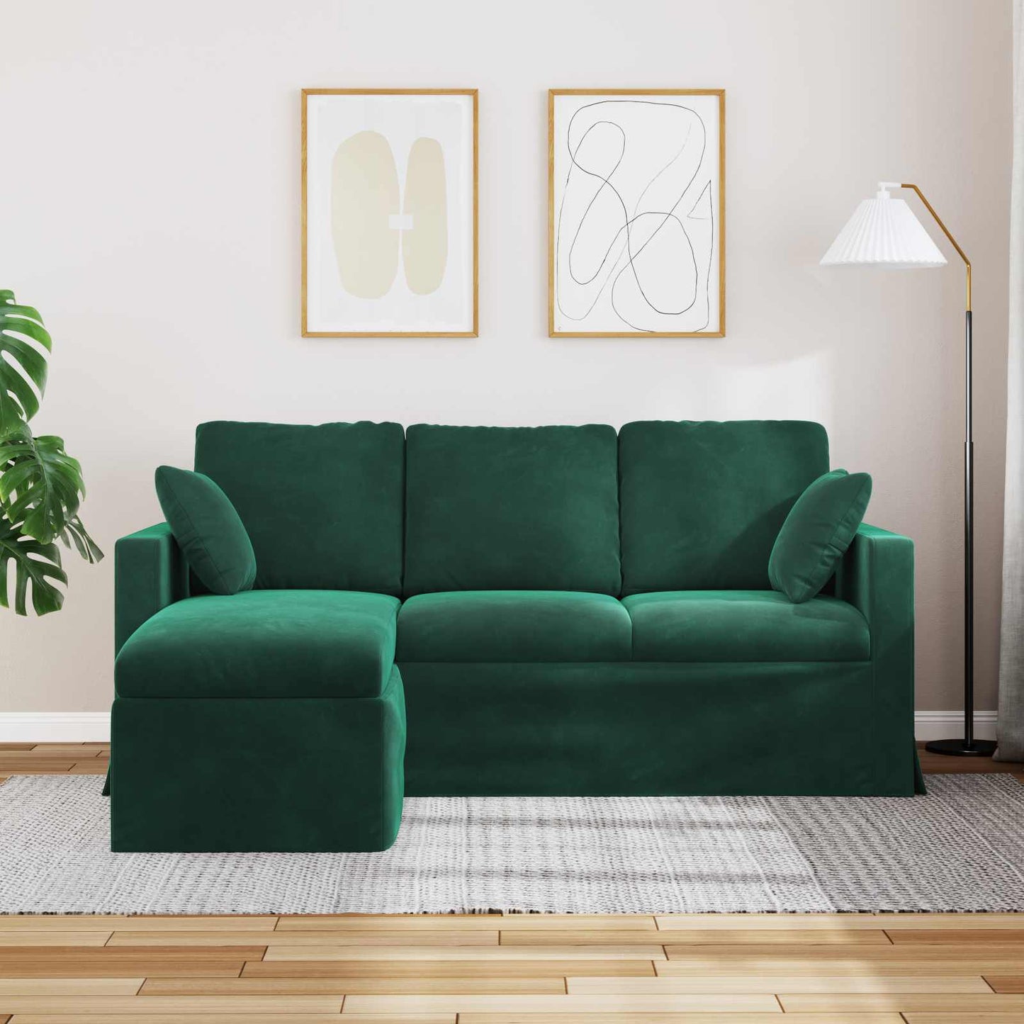 Divano Verde Scuro 198 x 134 x 80 cm Velluto