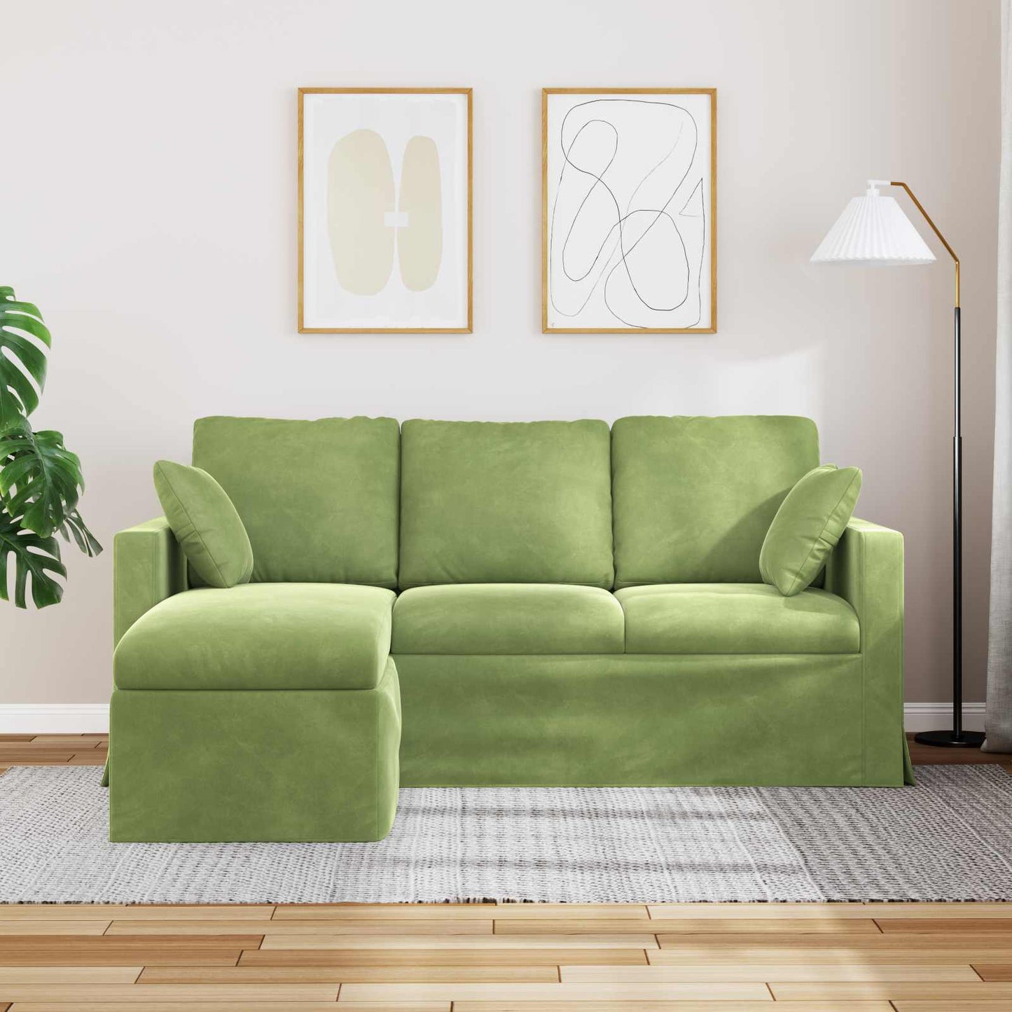 Divano Verde chiaro 198 x 134 x 80 cm Velluto
