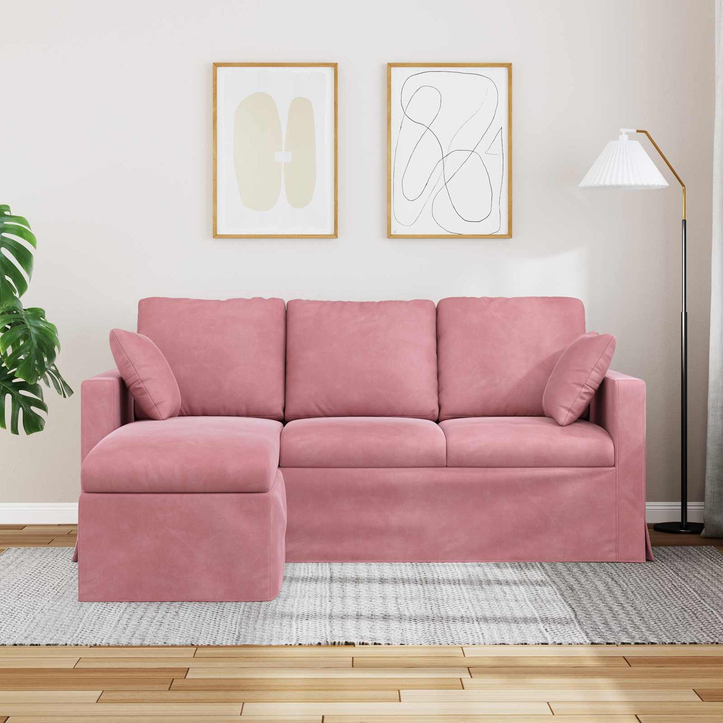 Divano Rosa 198 x 134 x 80 cm Velluto