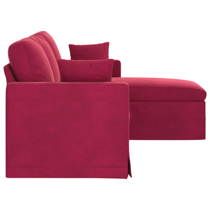 Divano Rosso Vino 198 x 134 x 80 cm Velluto
