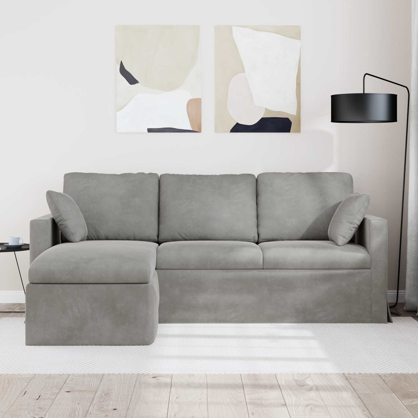 Divano Grigio chiaro 198 x 134 x 80 cm Velluto