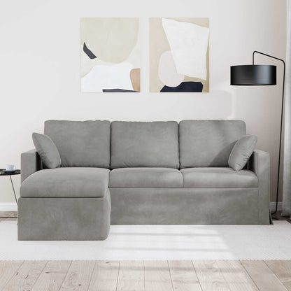 Divano Grigio chiaro 198 x 134 x 80 cm Velluto