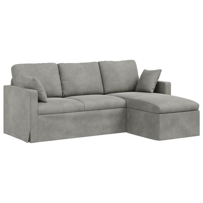 Divano Grigio chiaro 198 x 134 x 80 cm Velluto