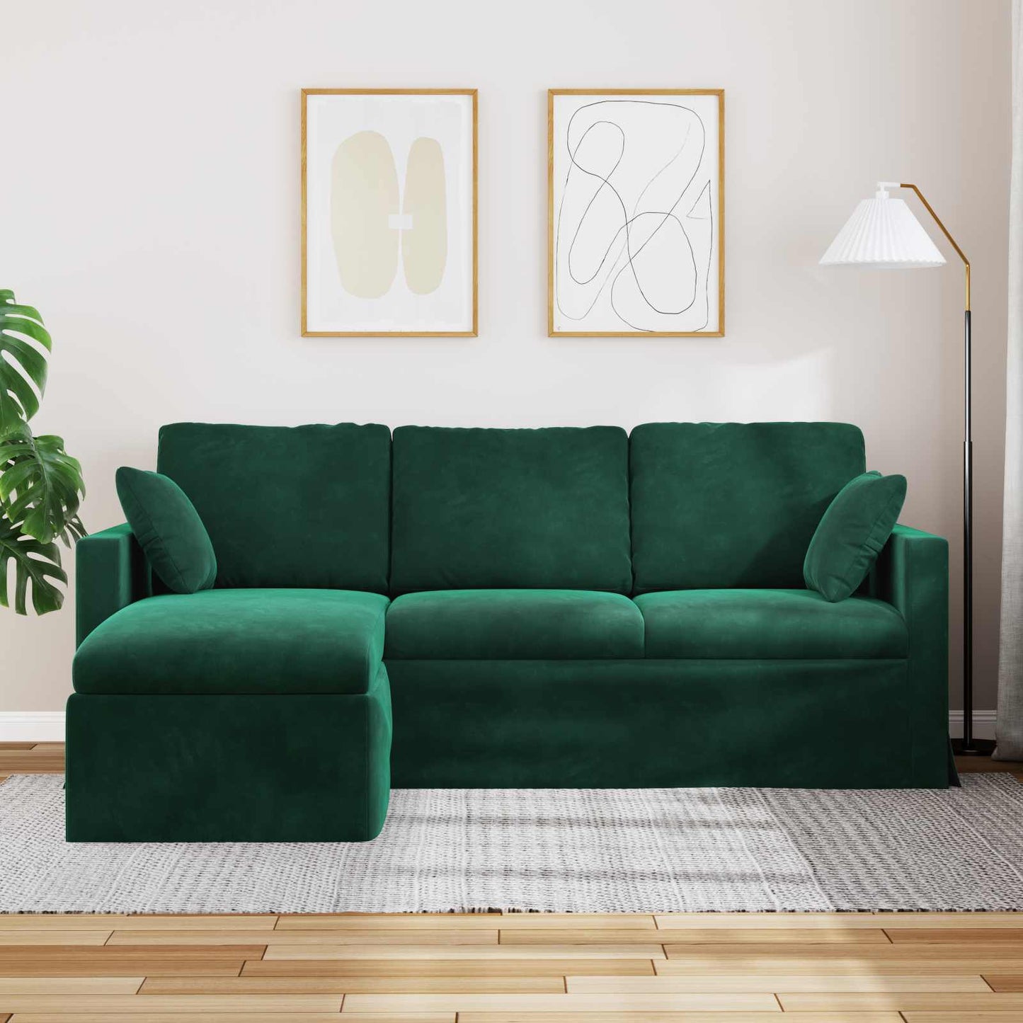 Divano Verde Scuro 198 x 134 x 80 cm Velluto