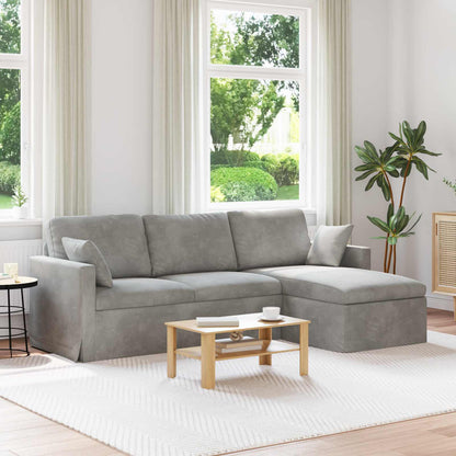 Divano Grigio chiaro 198 x 134 x 80 cm Velluto