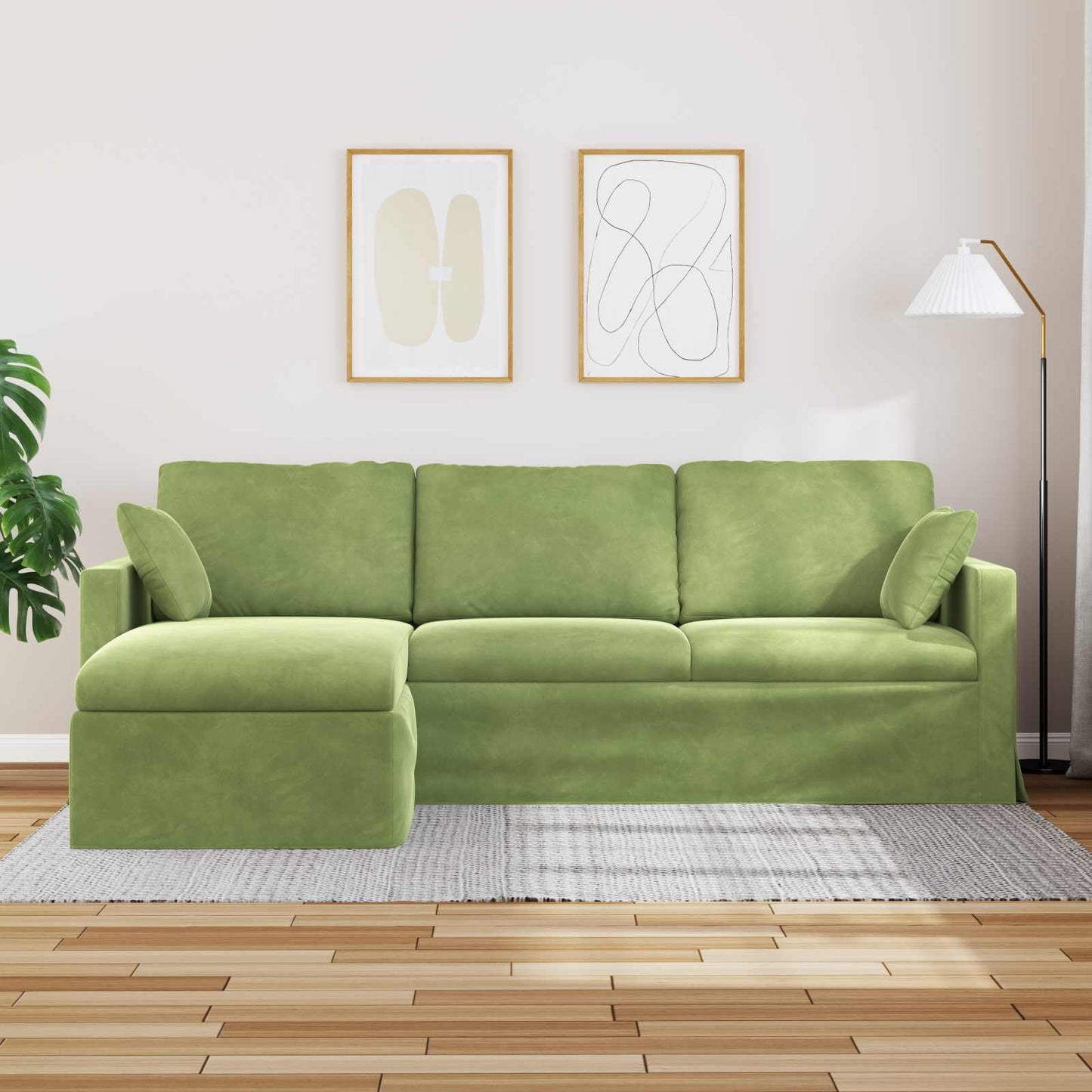 Divano Verde chiaro 198 x 134 x 80 cm Velluto