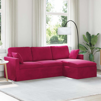 Divano Rosso Vino 198 x 134 x 80 cm Velluto