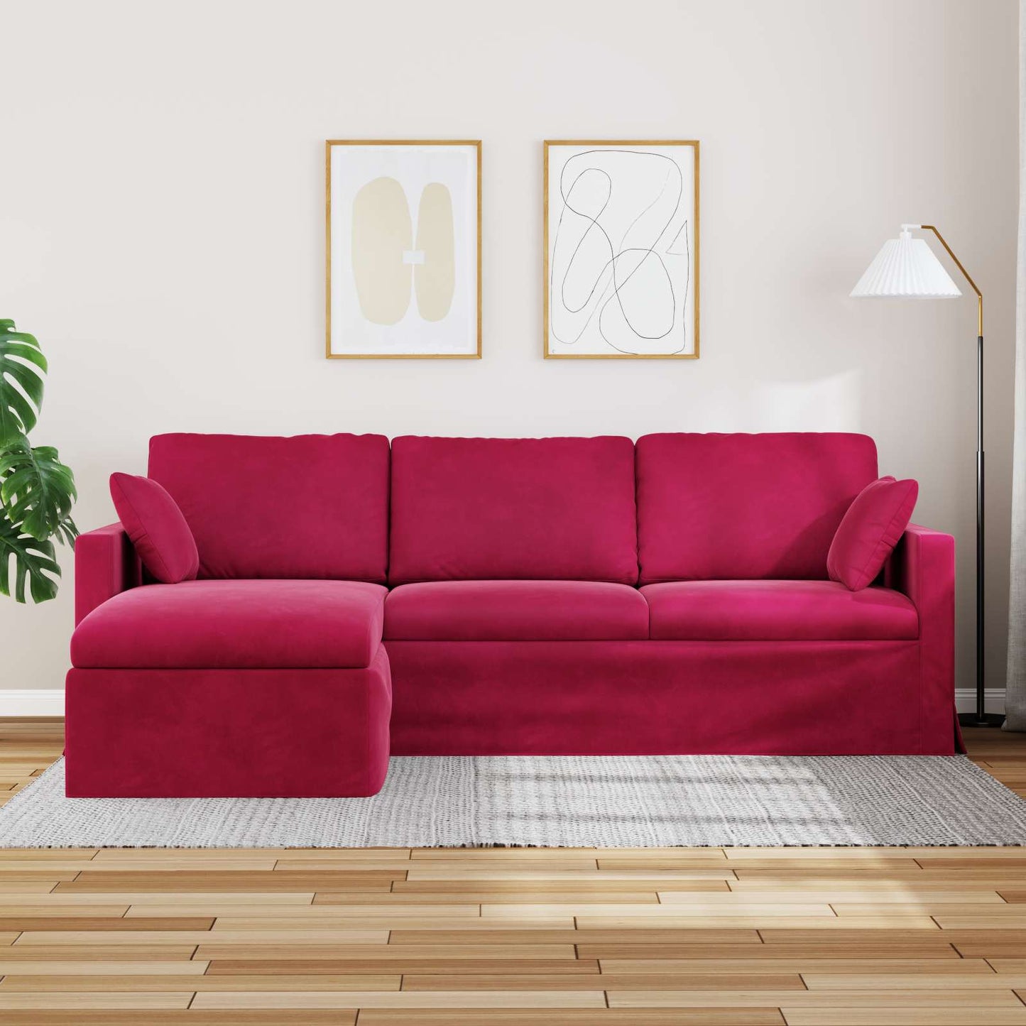 Divano Rosso Vino 198 x 134 x 80 cm Velluto