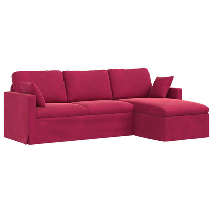 Divano Rosso Vino 198 x 134 x 80 cm Velluto