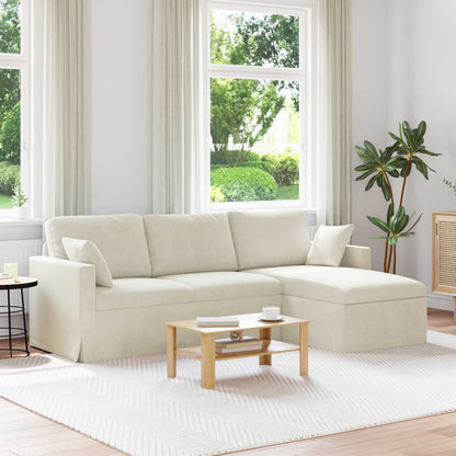 Divano Crema 198 x 134 x 80 cm Velluto