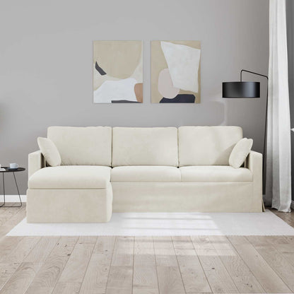 Divano Crema 198 x 134 x 80 cm Velluto