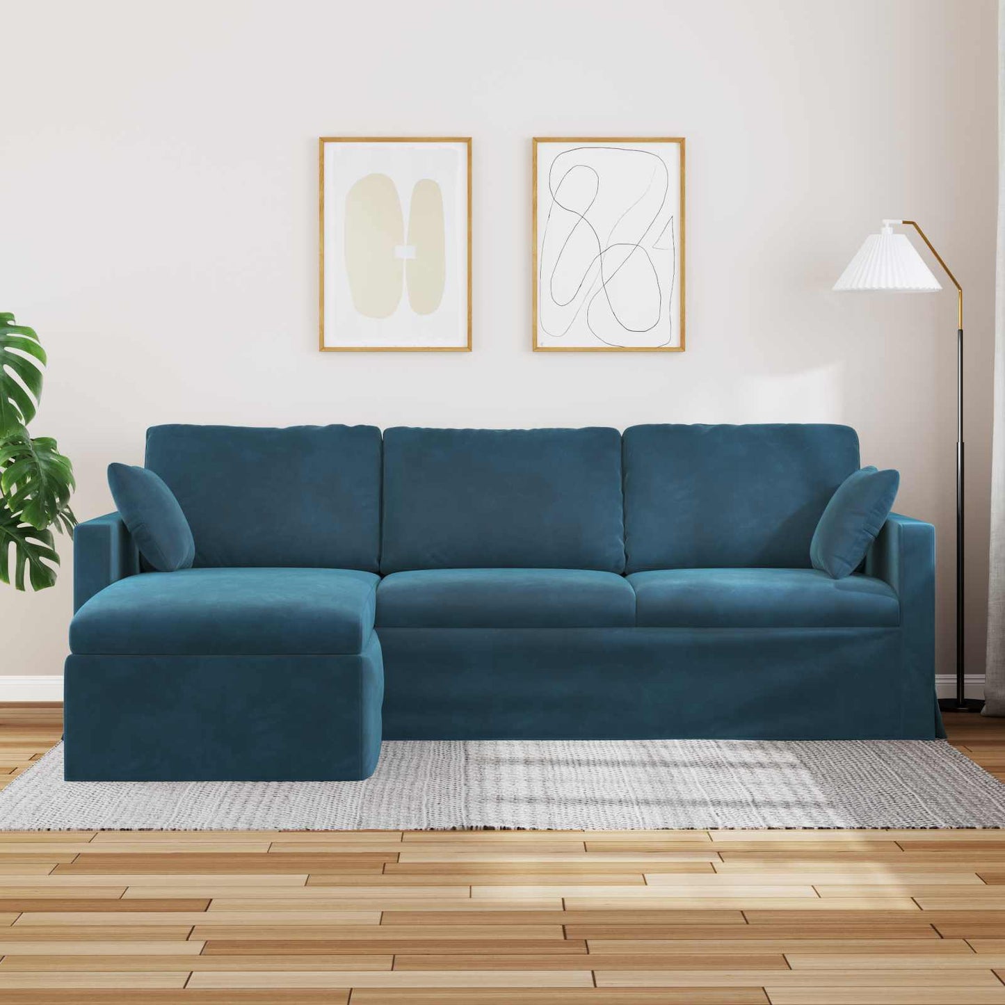 Divano Blu 198 x 134 x 80 cm Velluto