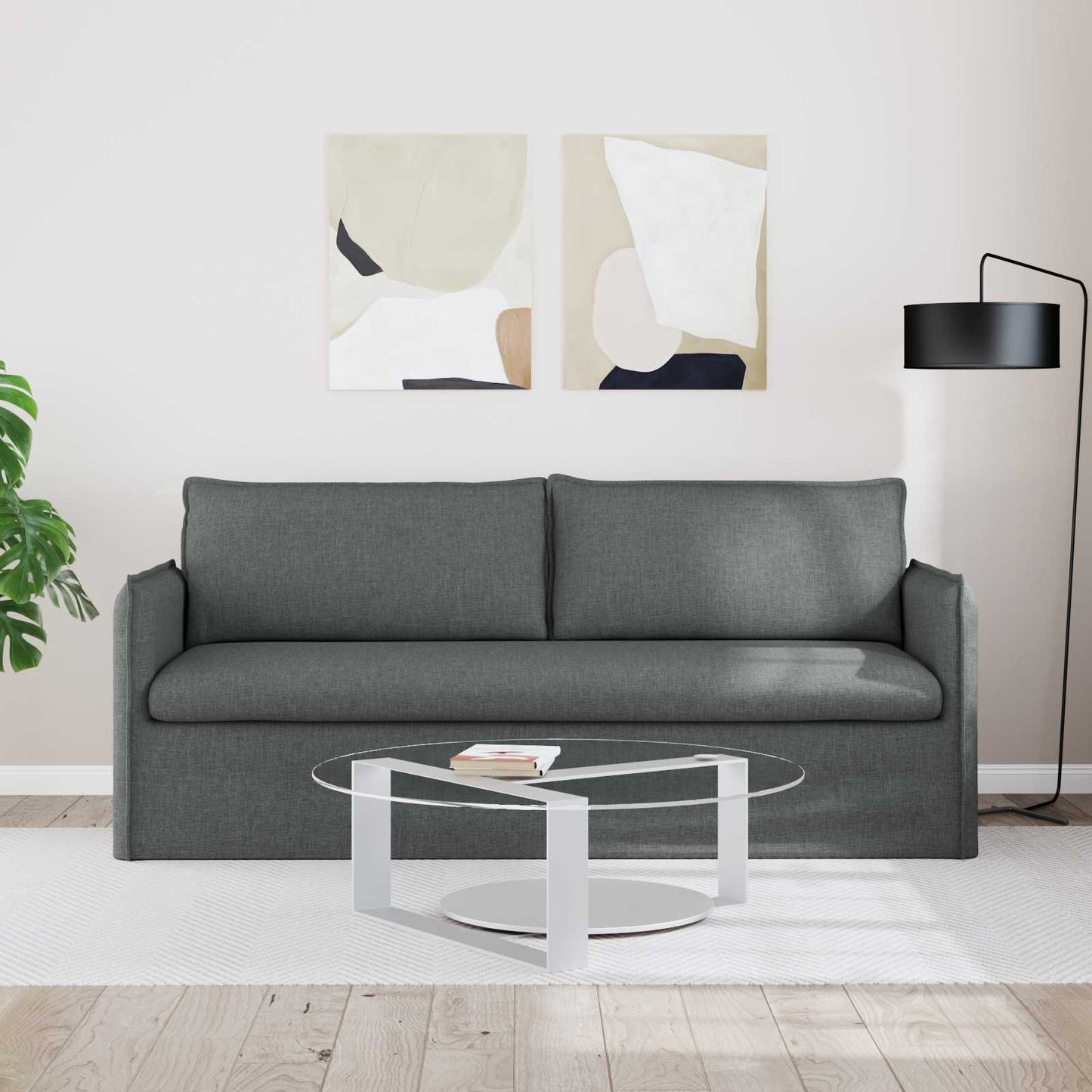 Divano Grigio scuro 196 x 82 x 85 cm Tessuto