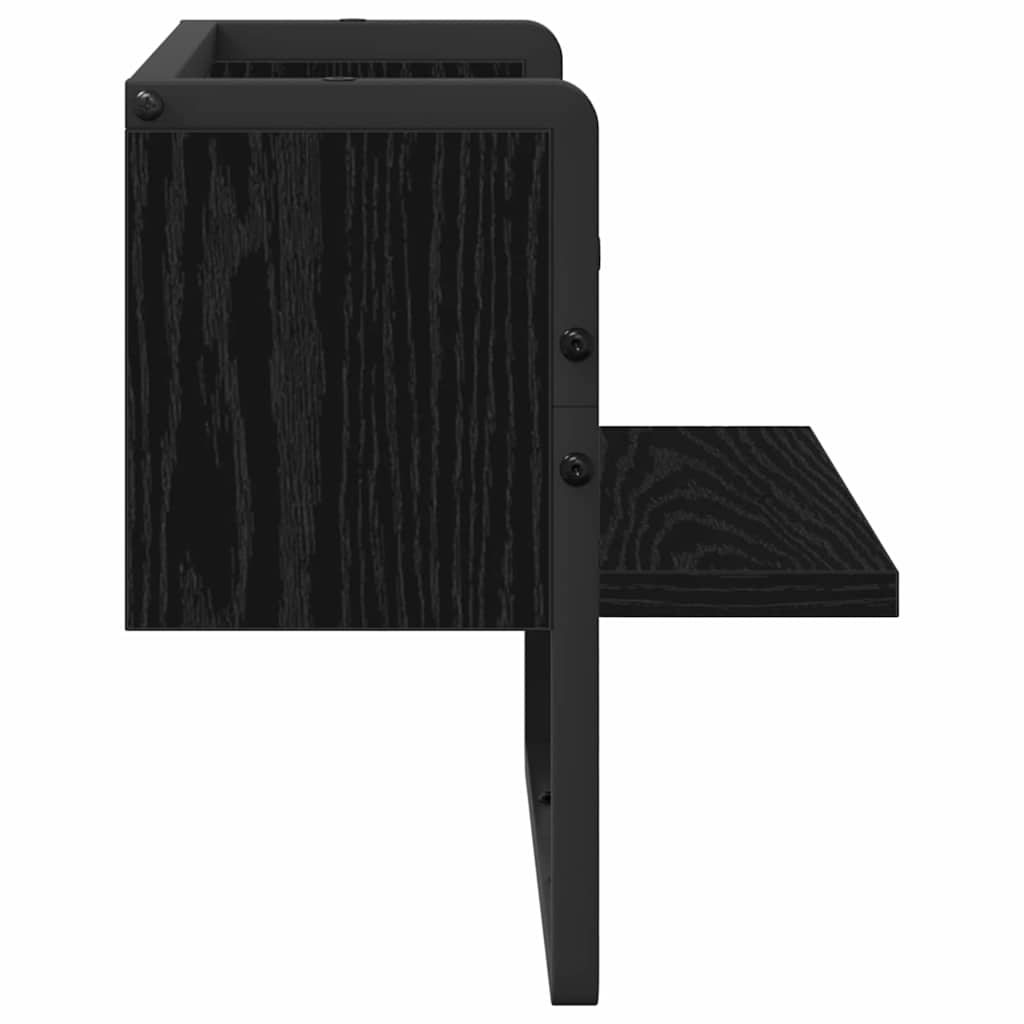 Scaffale da parete con lo scaffale Rovere Nero 30 x 25 x 30 cm