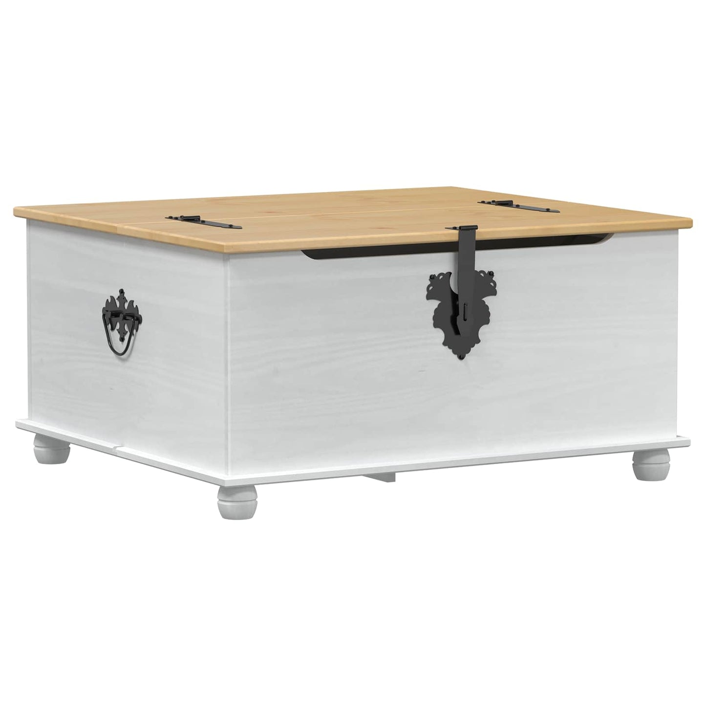 storage box con cassetto Bianco 90 x 78 x 45 cm Pino massello